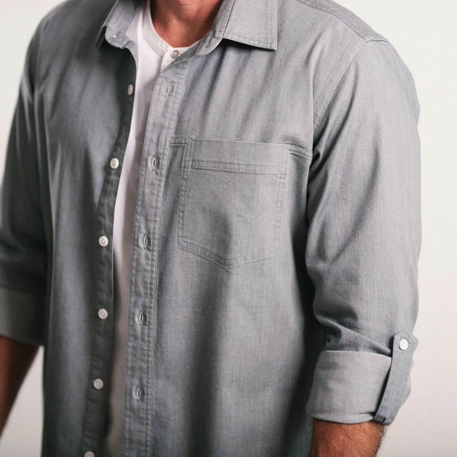Freelancer Casual Shirt – Aluminum Gray Cotton Stretch Twill