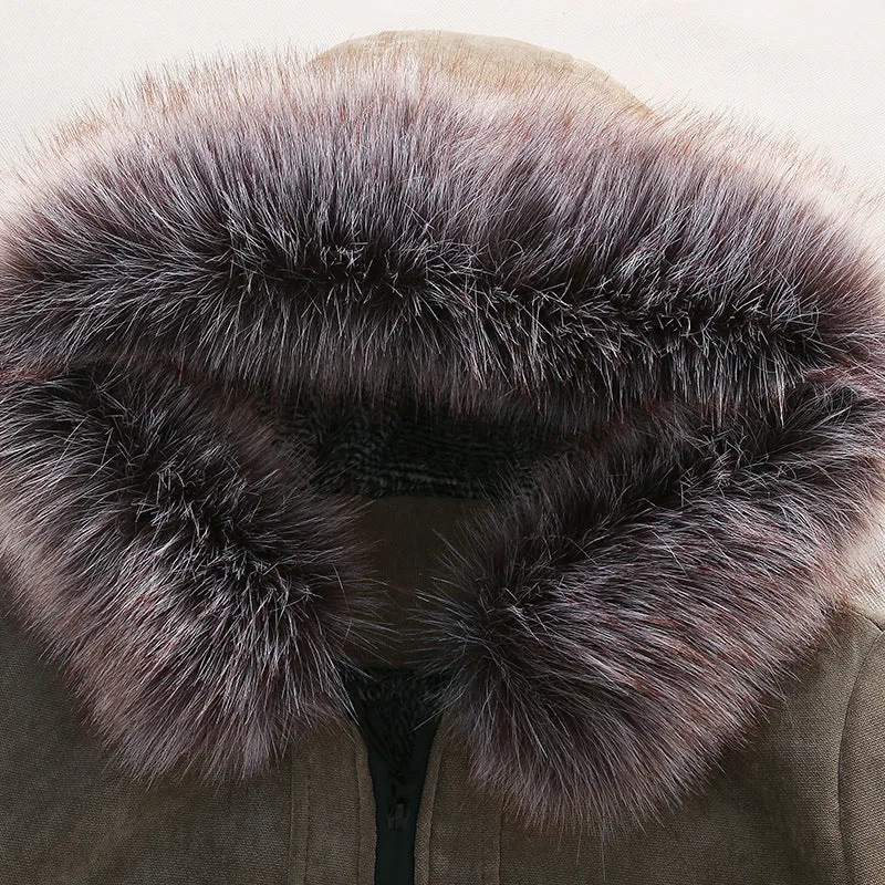 Fur Trim Collar Hooded Coat