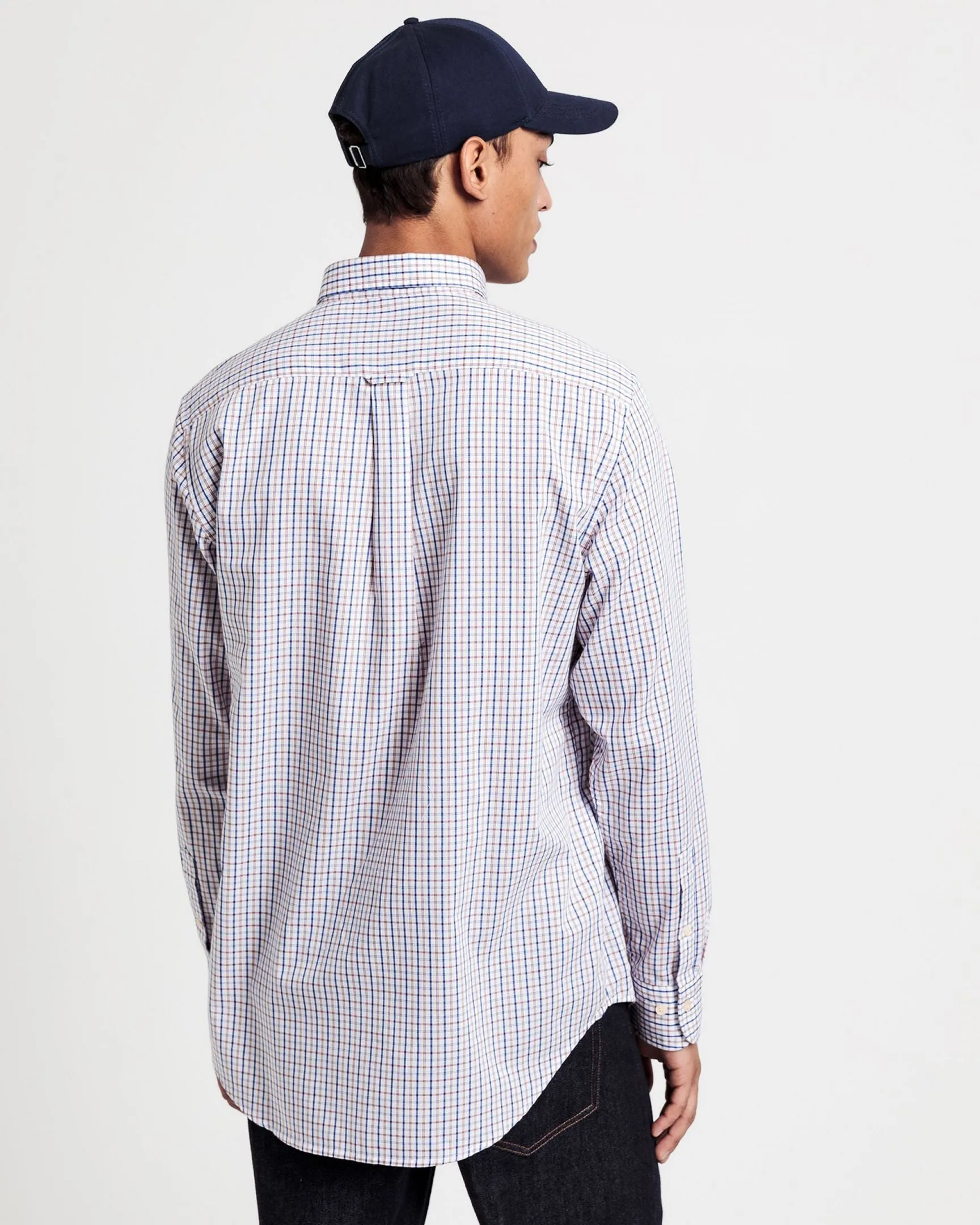 GANT College Blue Tech Prep Twill Check Button Down Shirt 3019230 Size M NWT