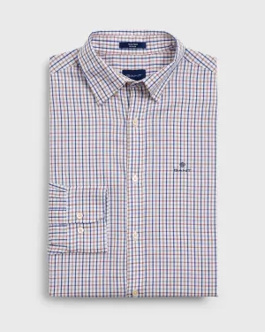 GANT College Blue Tech Prep Twill Check Button Down Shirt 3019230 Size M NWT