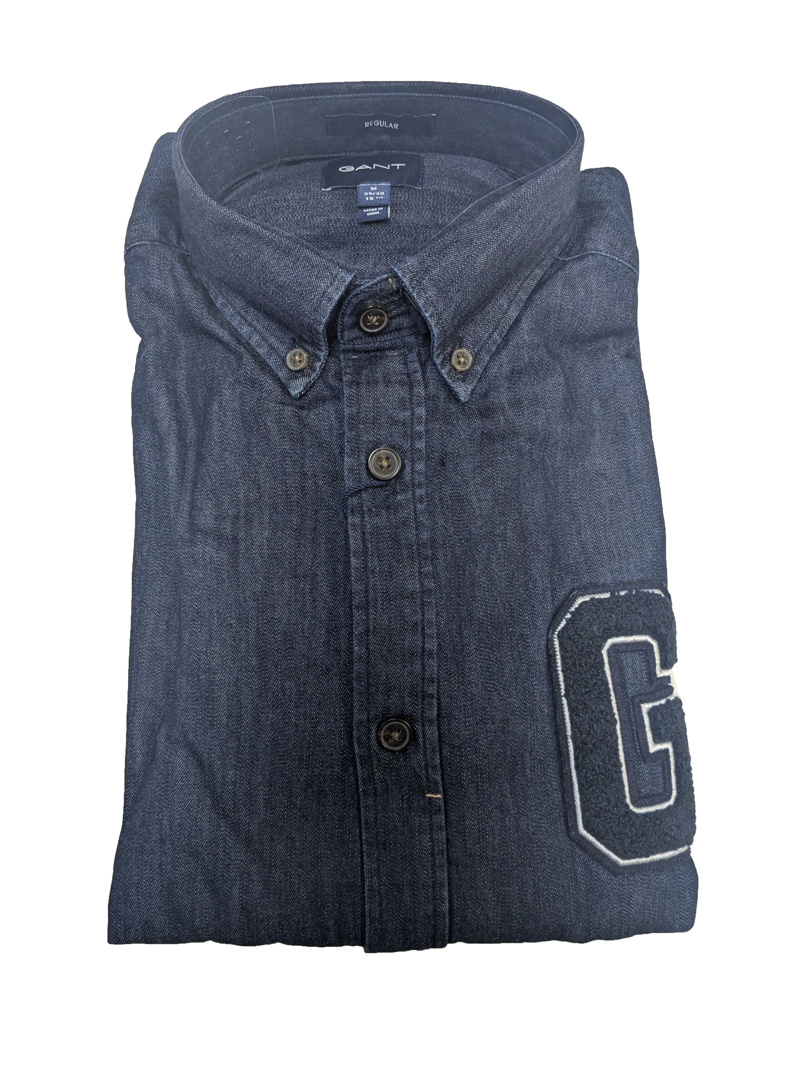 GANT Dark Indigo Badge Twill Button Down Shirt 3013930 Size M NWT
