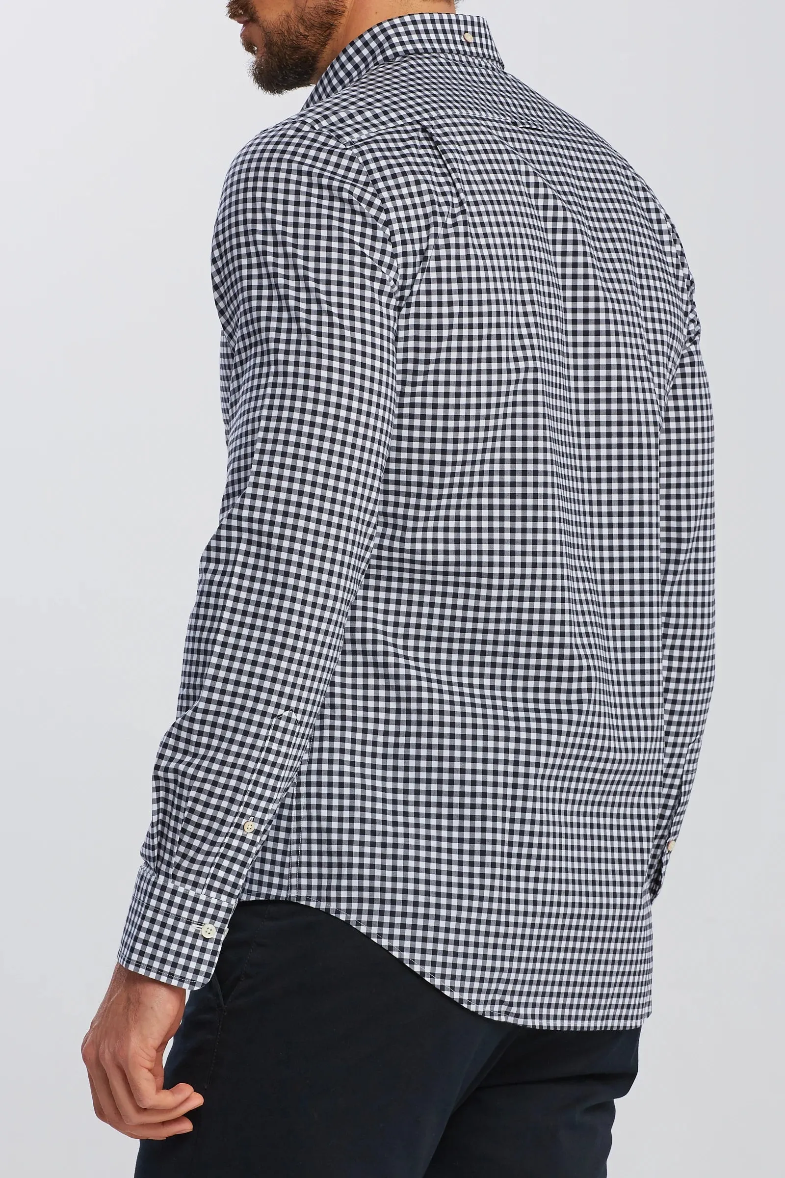 GANT Marine Blue Broadcloth Gingham Slim Button Down Shirt 3046702 Size M