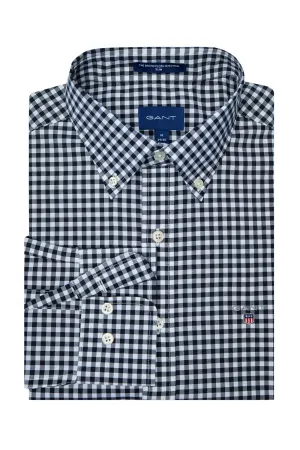 GANT Marine Blue Broadcloth Gingham Slim Button Down Shirt 3046702 Size M