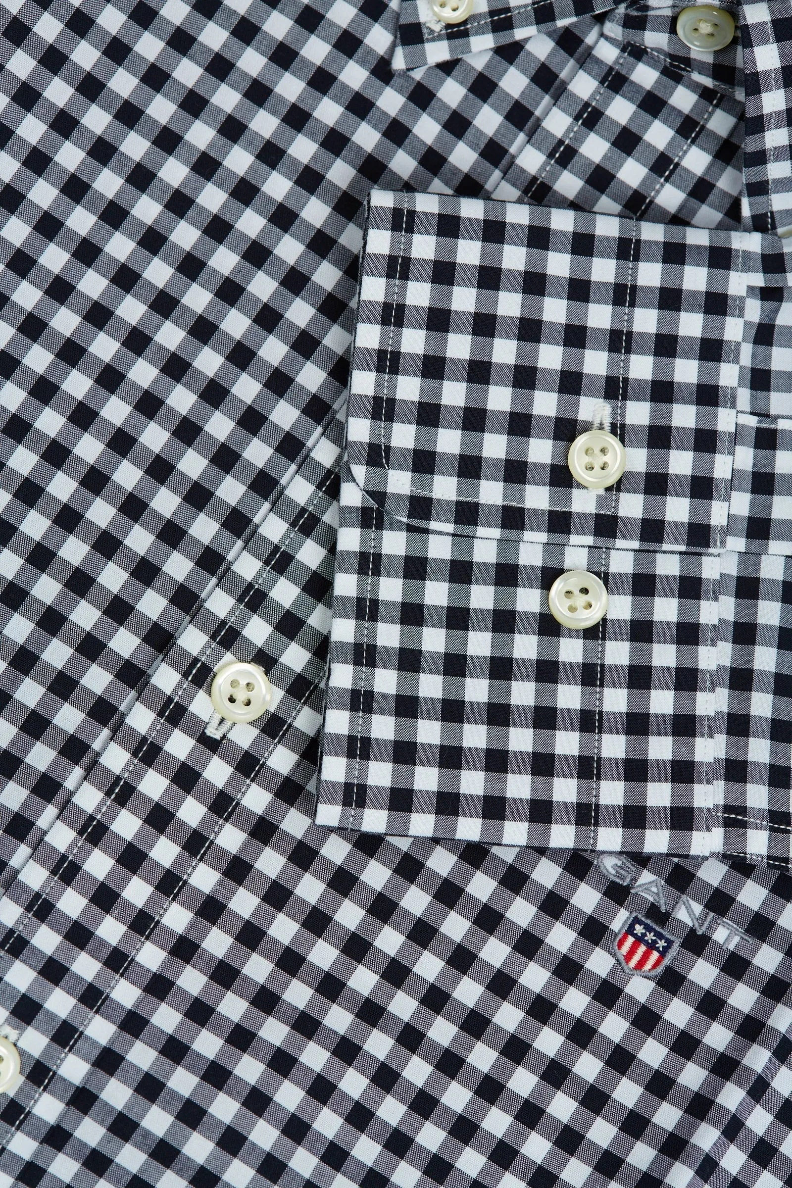GANT Marine Blue Broadcloth Gingham Slim Button Down Shirt 3046702 Size M