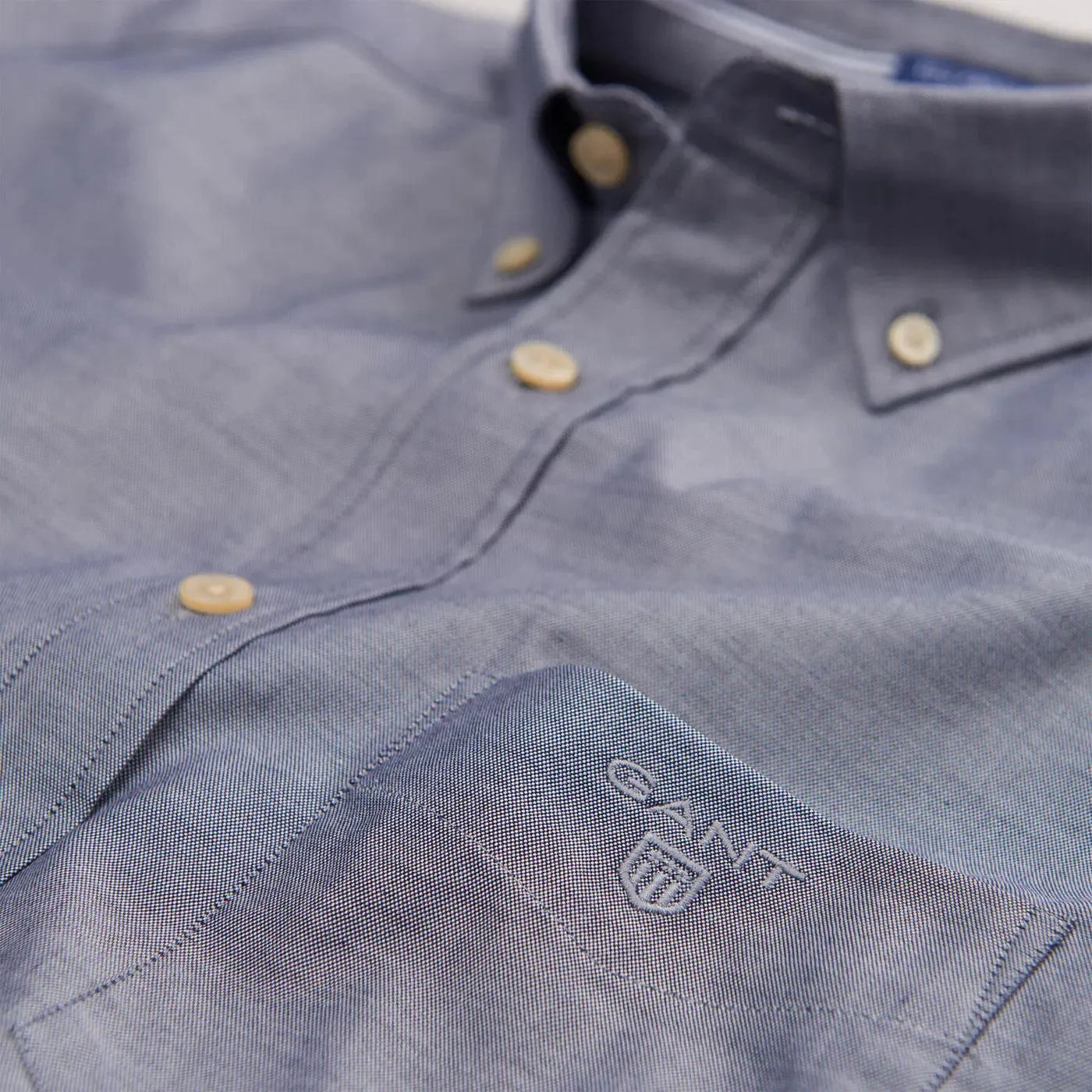 GANT Men's Classic Blue Eco Yarn Dyed PPO Button Down Shirt 3001910 Size M