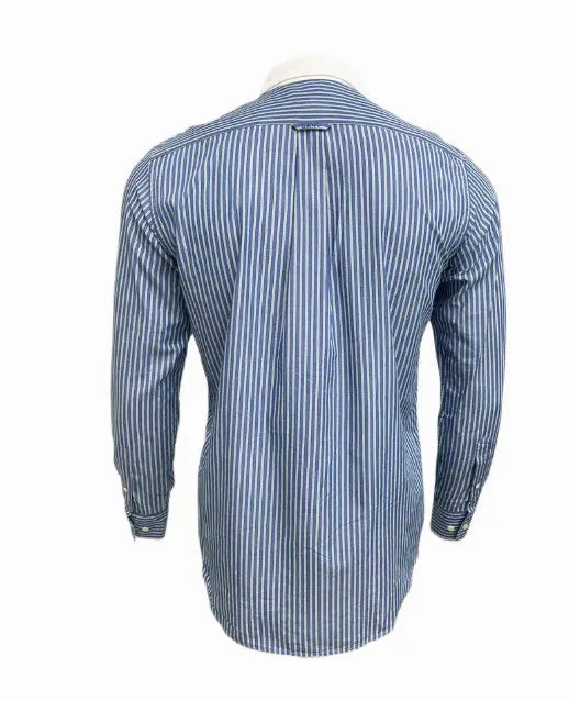 GANT Yale Blue Deuce Poplin Stripe Button Down Shirt 362052 Size Medium