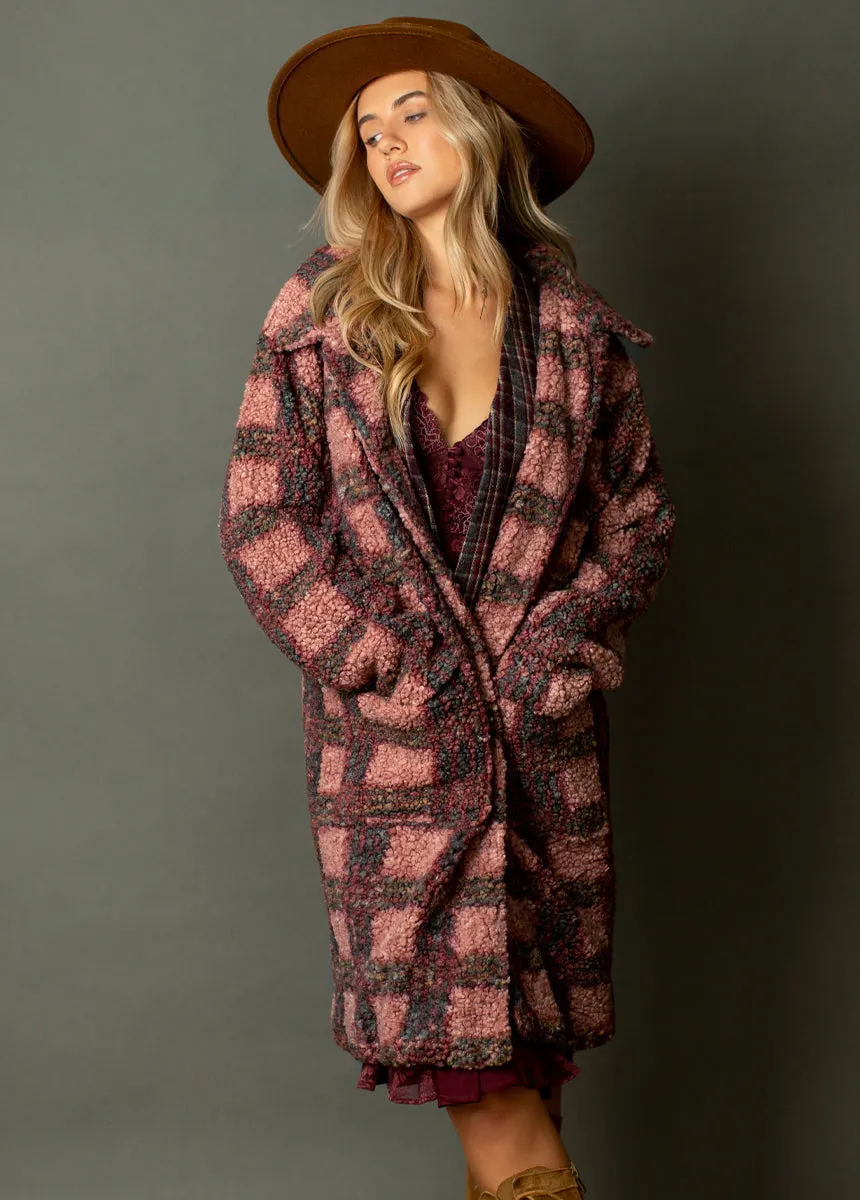 Gertie Coat in Rose Plaid