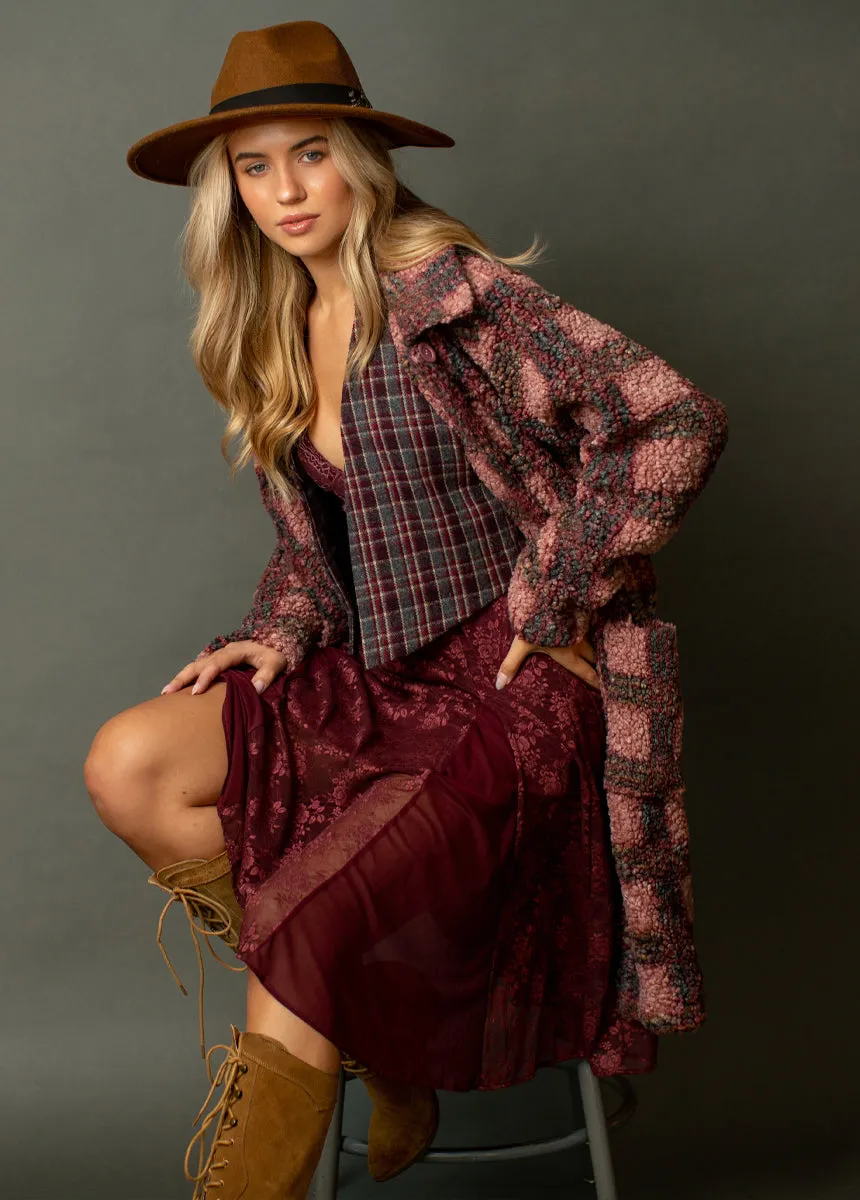 Gertie Coat in Rose Plaid