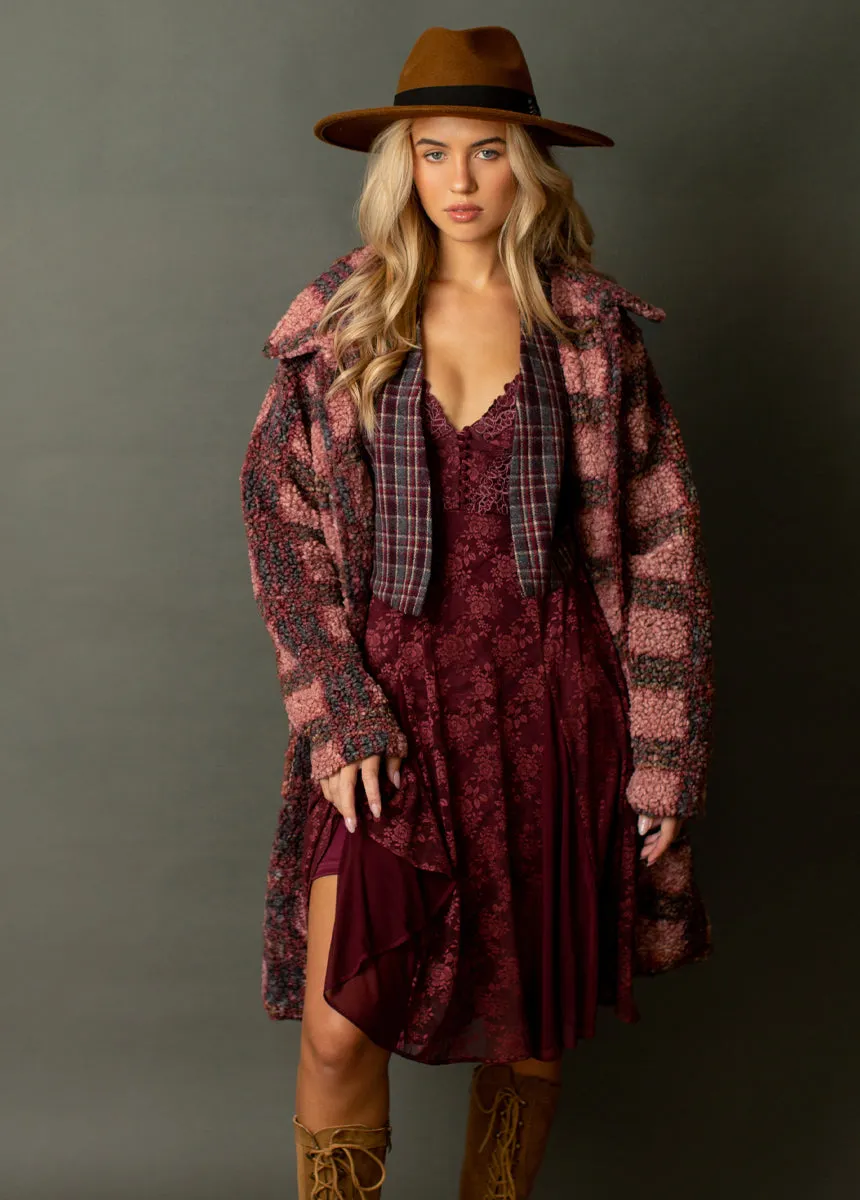 Gertie Coat in Rose Plaid
