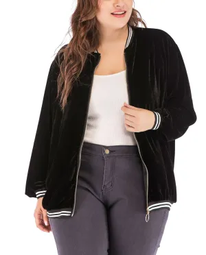 Gold Velvet Long Sleeve Plus Size Coat