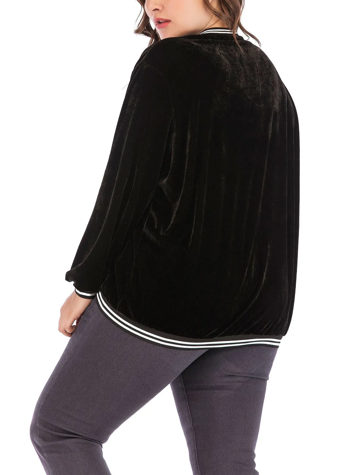 Gold Velvet Long Sleeve Plus Size Coat