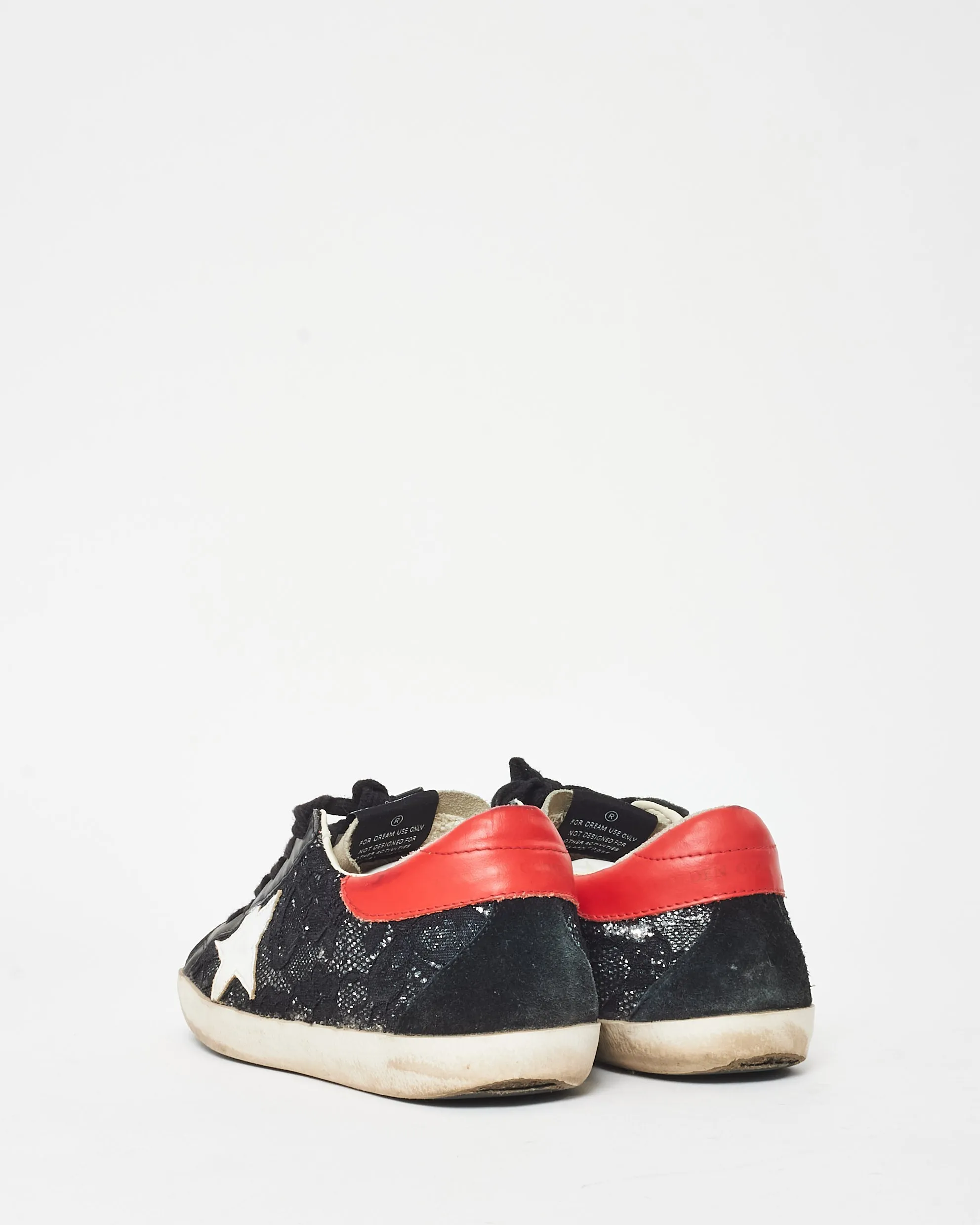 Golden Goose Black Sequin Lace & Pink Superstar Sneakers - 36