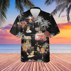 Golden Retriever Night On The Beach Hawaiian Shirt