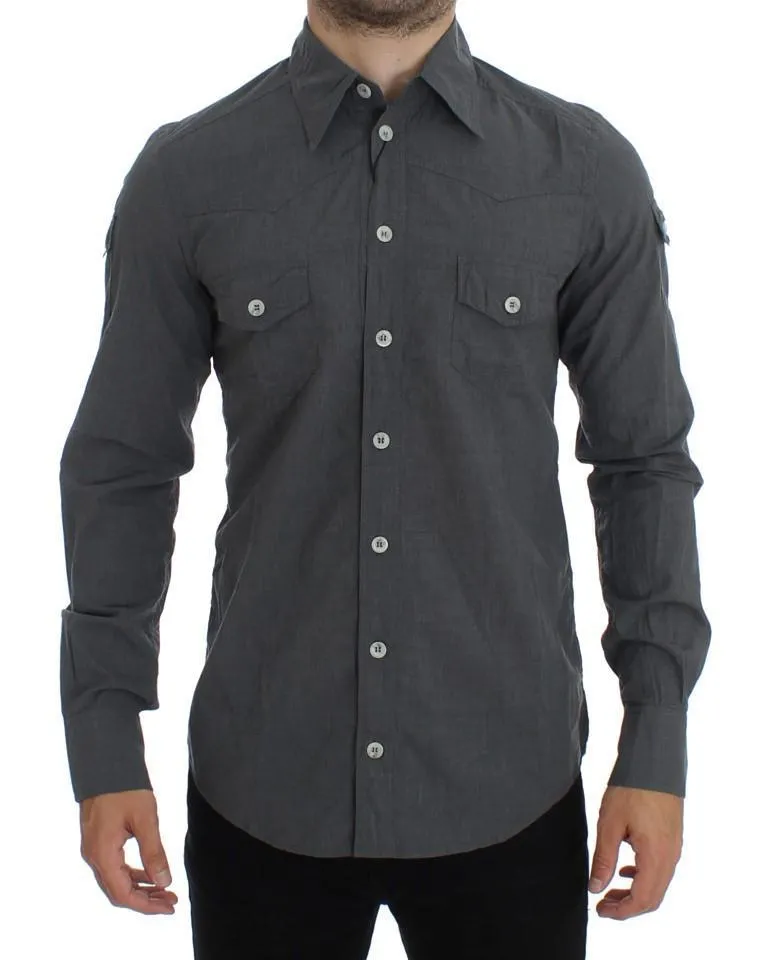 Gray Cotton SICILIA Regular Fit Casual Shirt