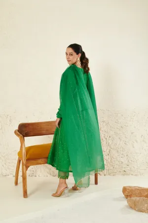 Green Embroidered Kurta Set