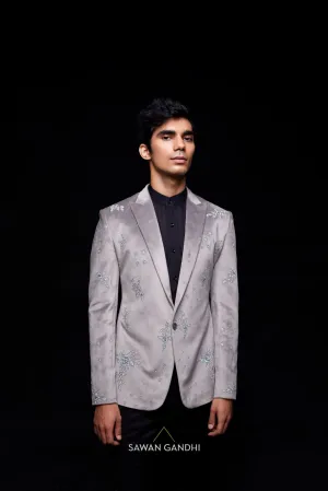 Grey jacket with cutdana floral work