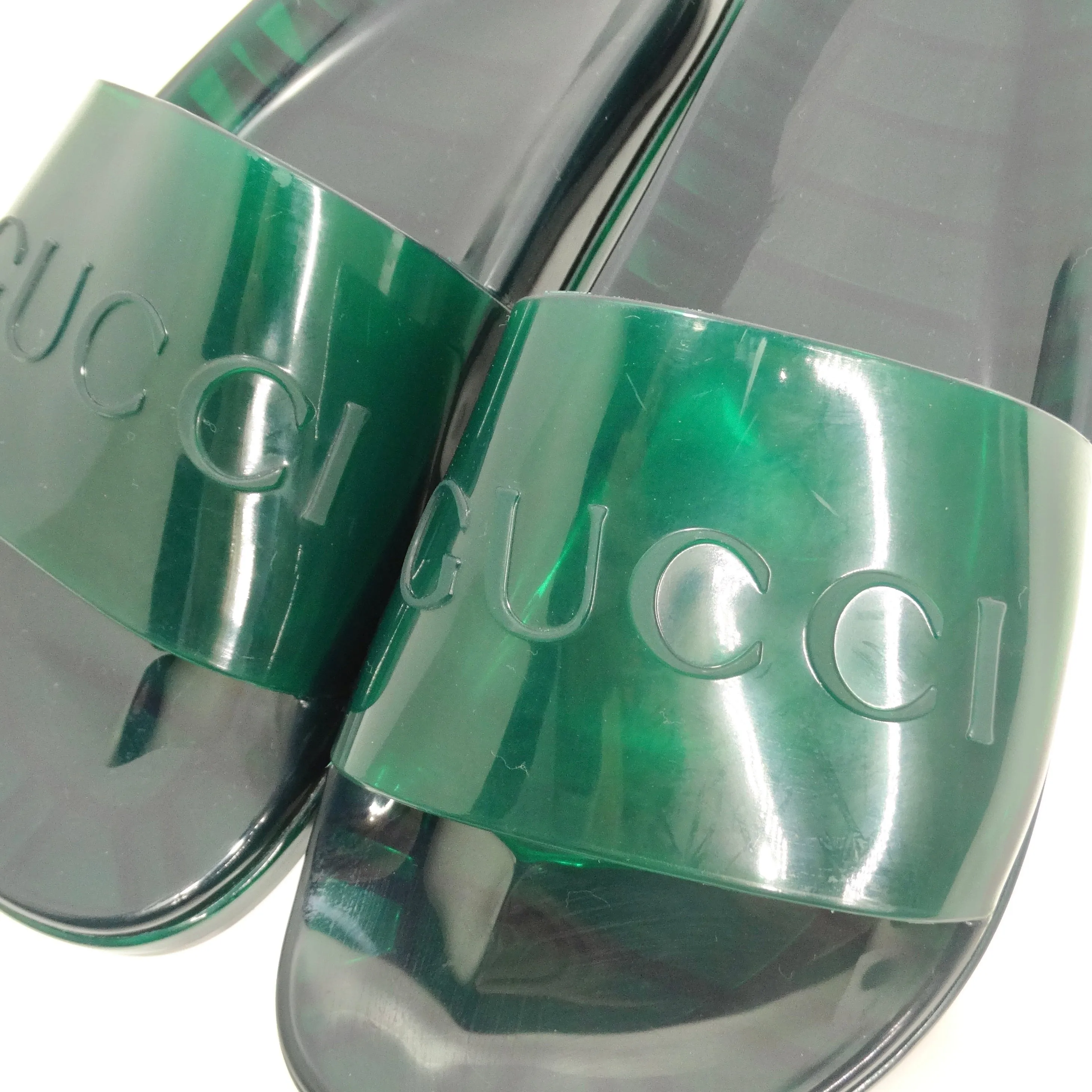 Gucci Rubber Slide Sandals Transparent Green