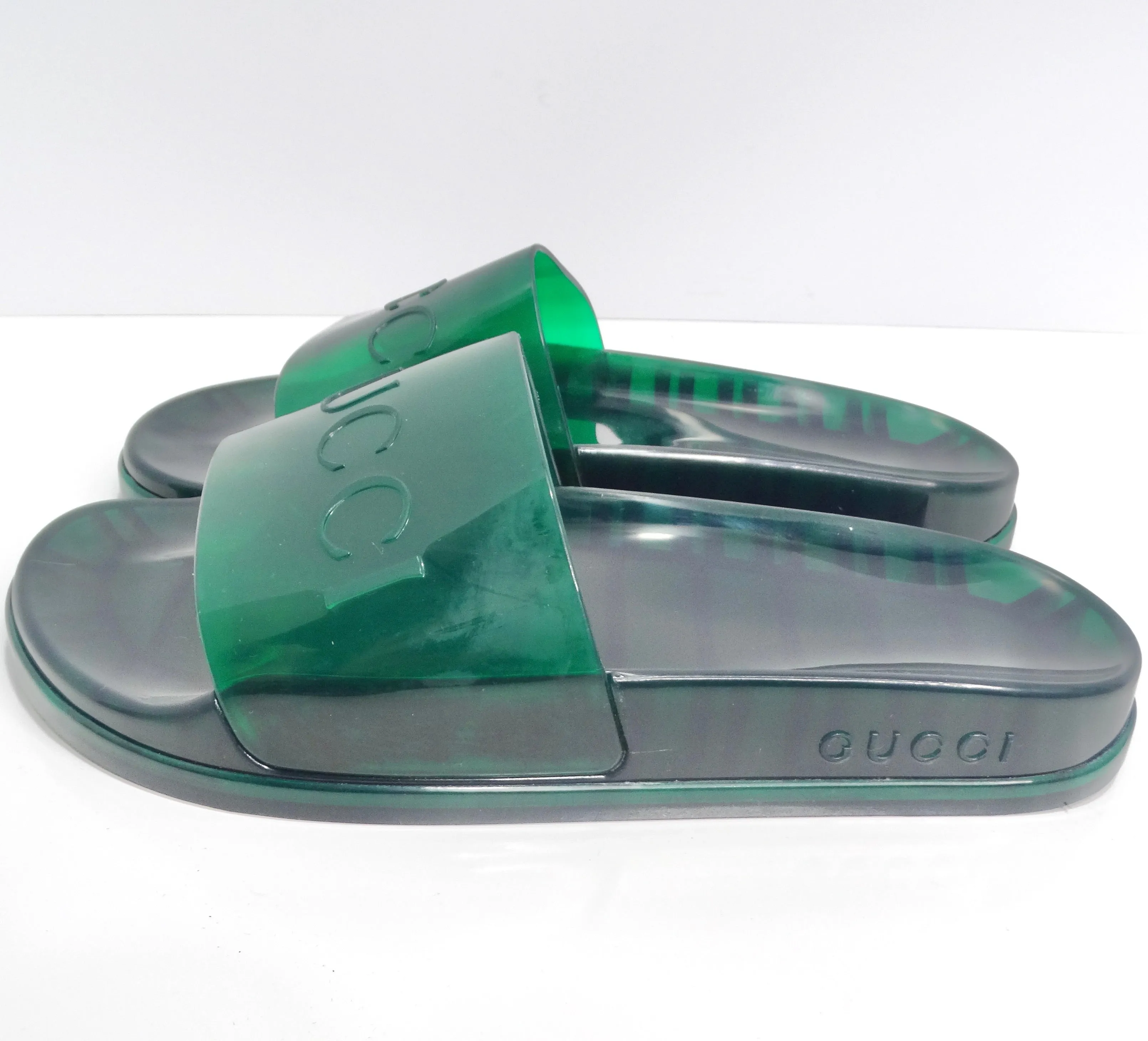 Gucci Rubber Slide Sandals Transparent Green