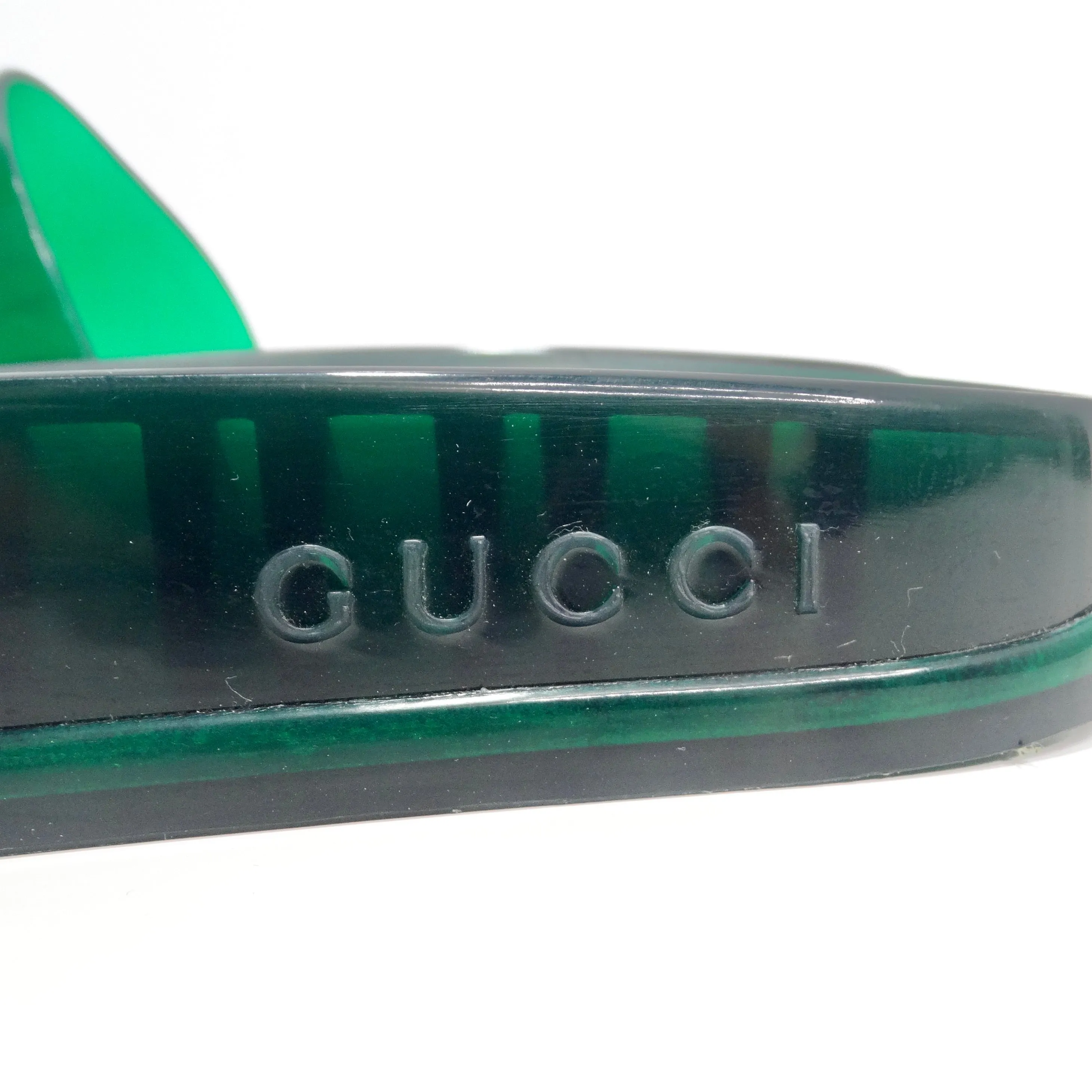 Gucci Rubber Slide Sandals Transparent Green