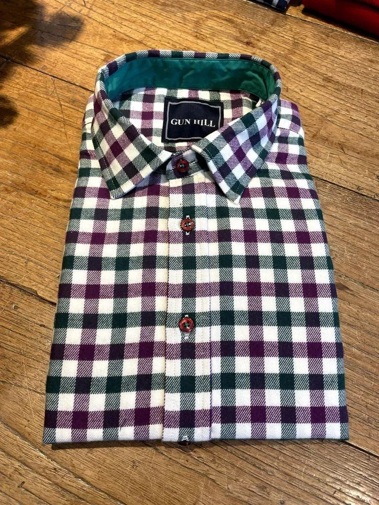 Gun Hill Mens Aintree Cotton shirt purple Made in the UK