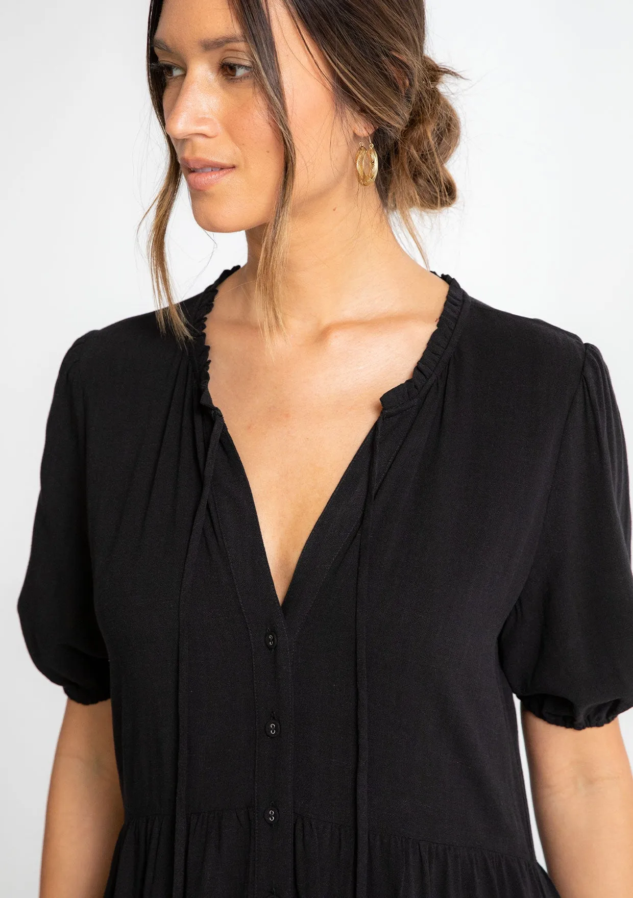 Hannah Button Front Midi Dress