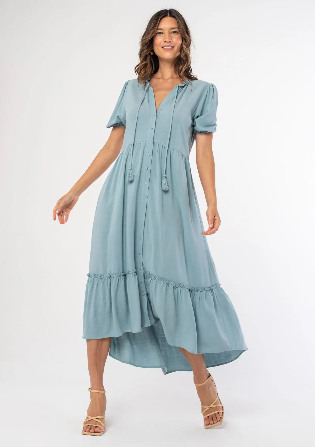 Hannah Button Front Midi Dress