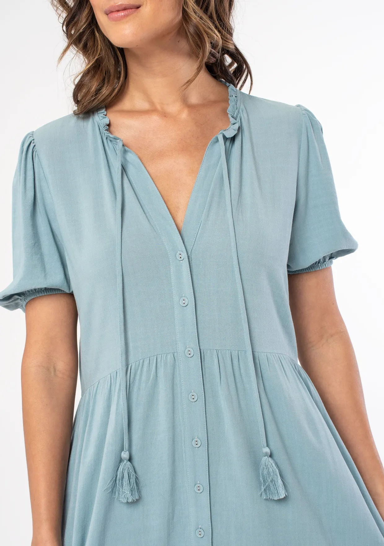 Hannah Button Front Midi Dress