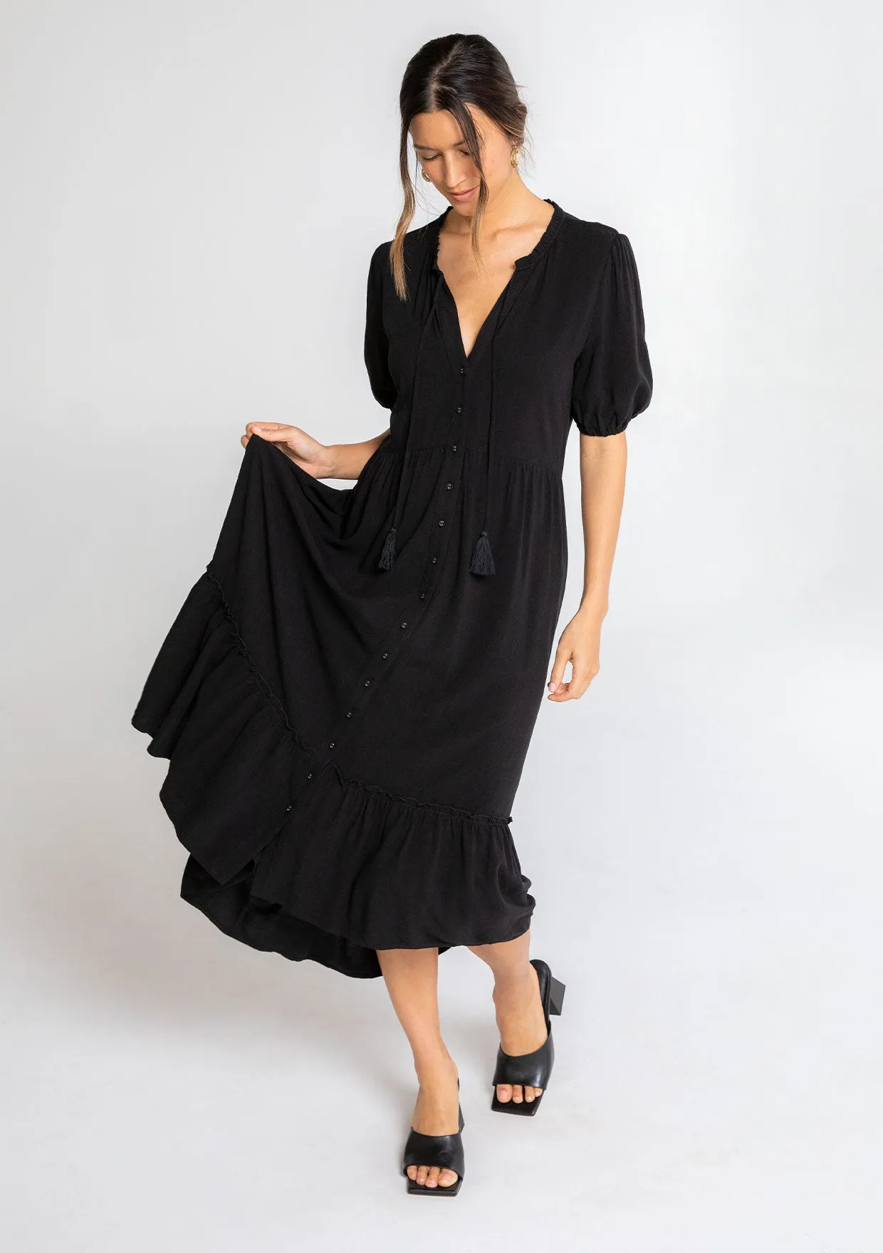 Hannah Button Front Midi Dress