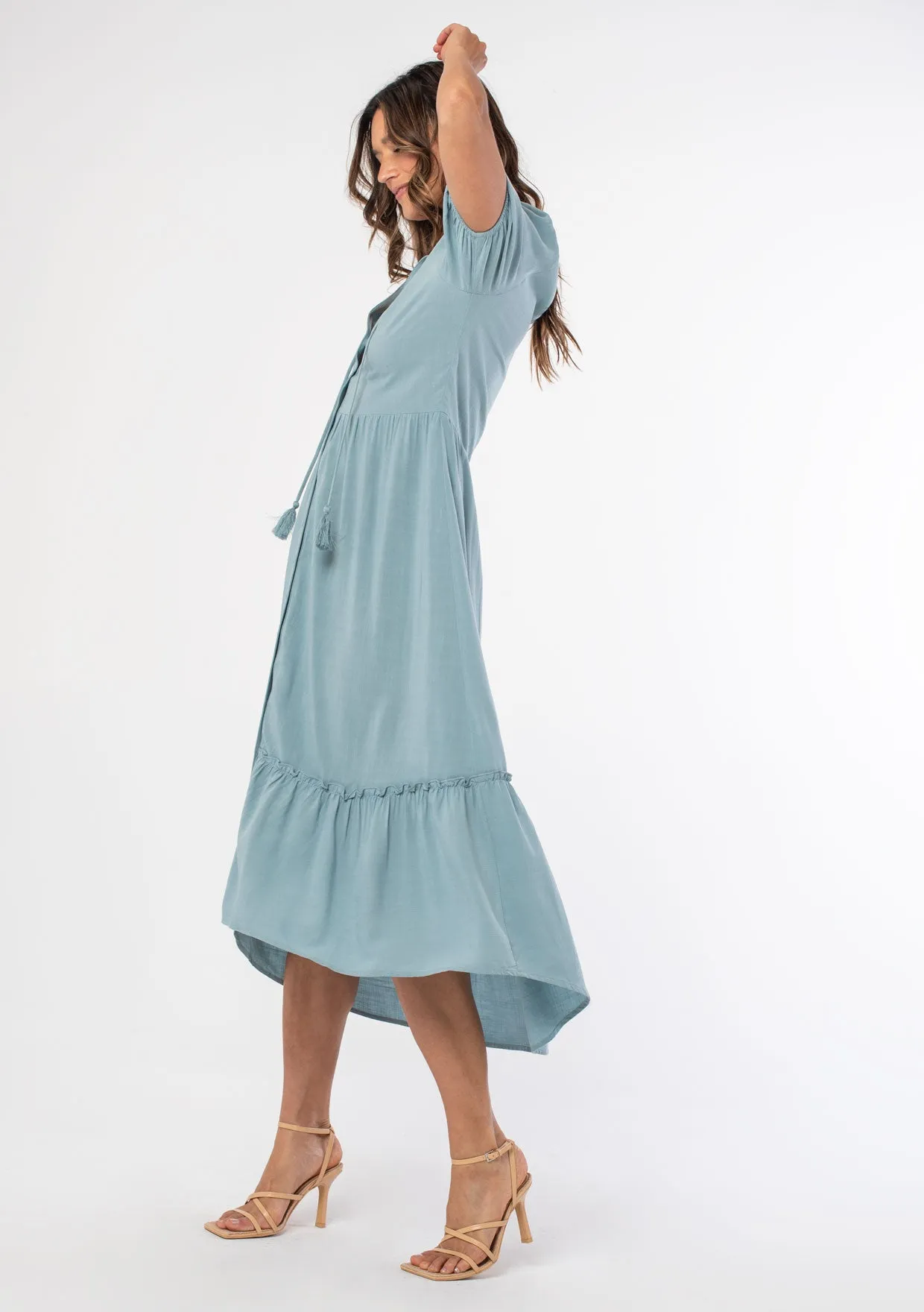 Hannah Button Front Midi Dress