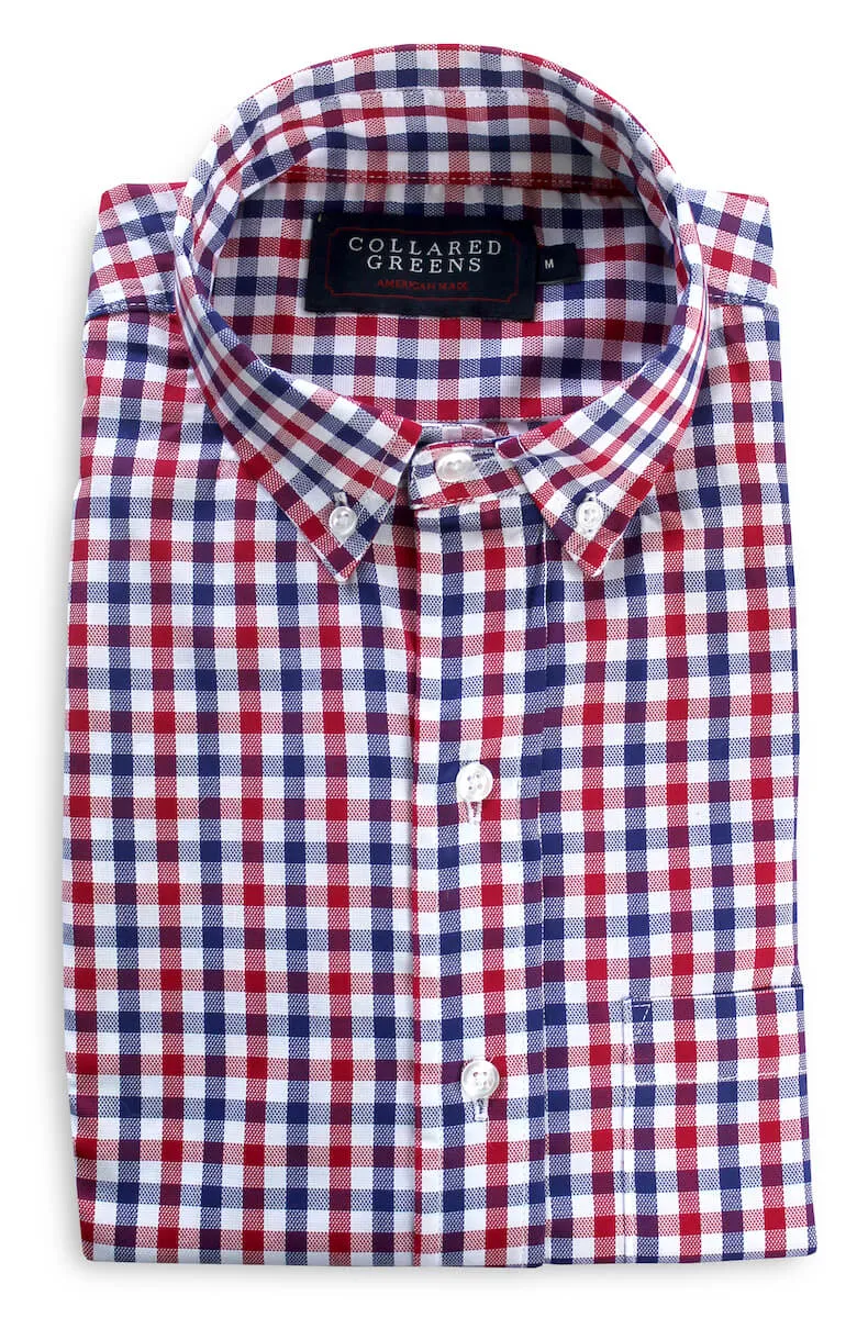 Hayden: Brookline Button Down Shirt - Red/Navy