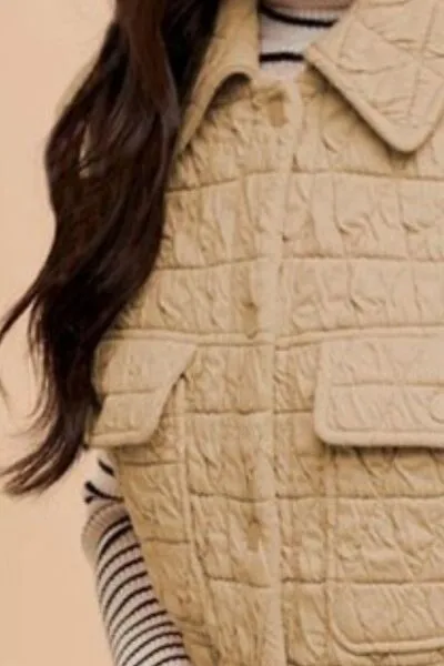 Hazel Blues® |  Annie Wear Texture Quilted Snap Down Vest Coat
