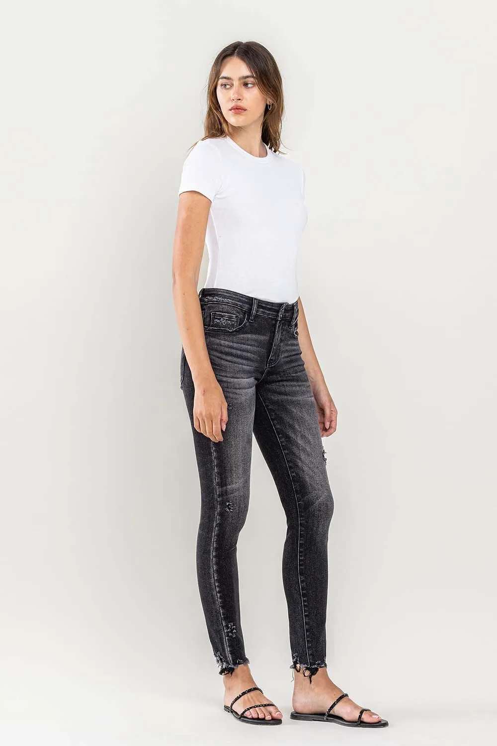 Hazel Blues® |  Lovervet Raw Hem Cropped Skinny Jeans