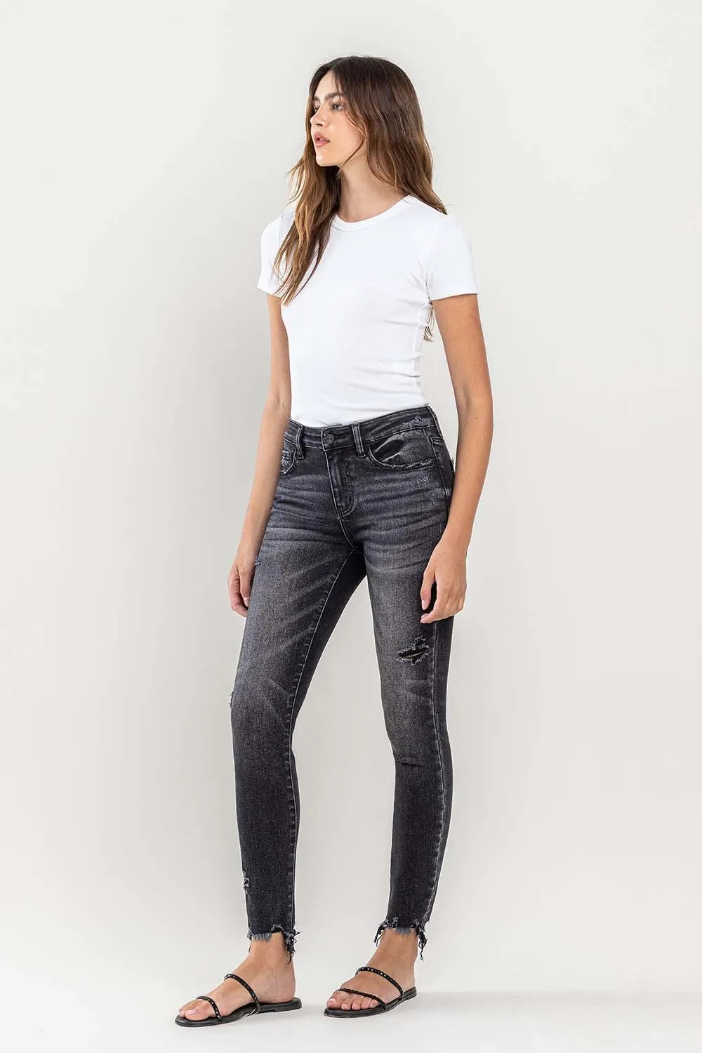 Hazel Blues® |  Lovervet Raw Hem Cropped Skinny Jeans