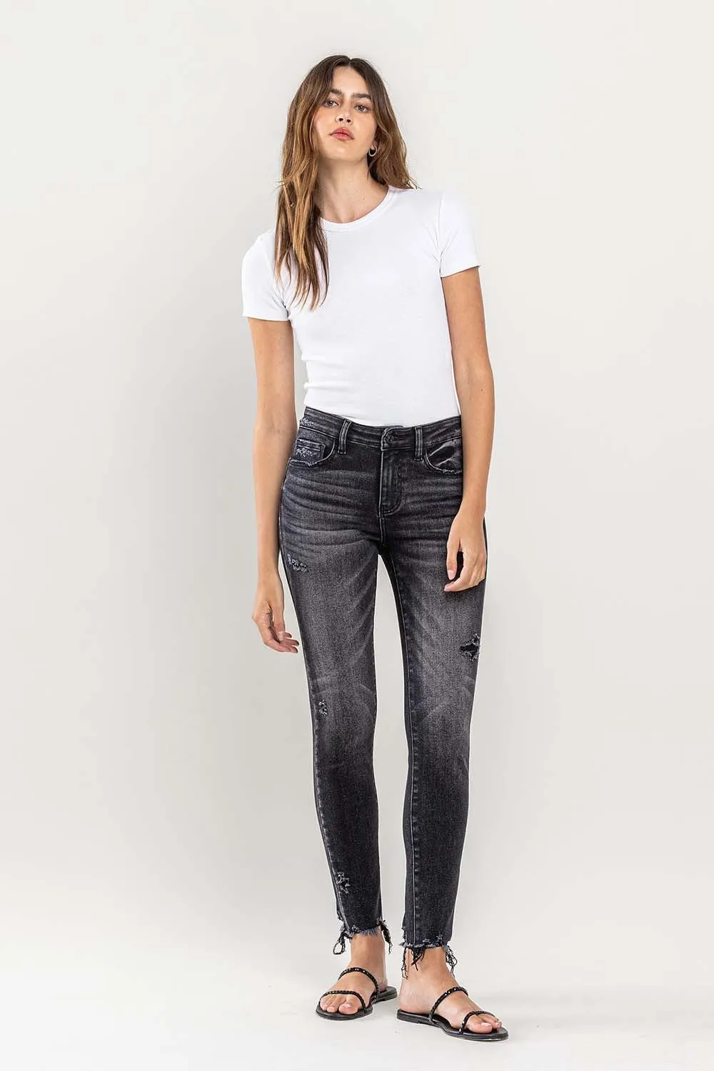 Hazel Blues® |  Lovervet Raw Hem Cropped Skinny Jeans