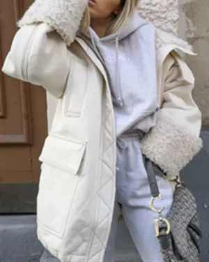 High Collar Lambswool Fur Outerwear