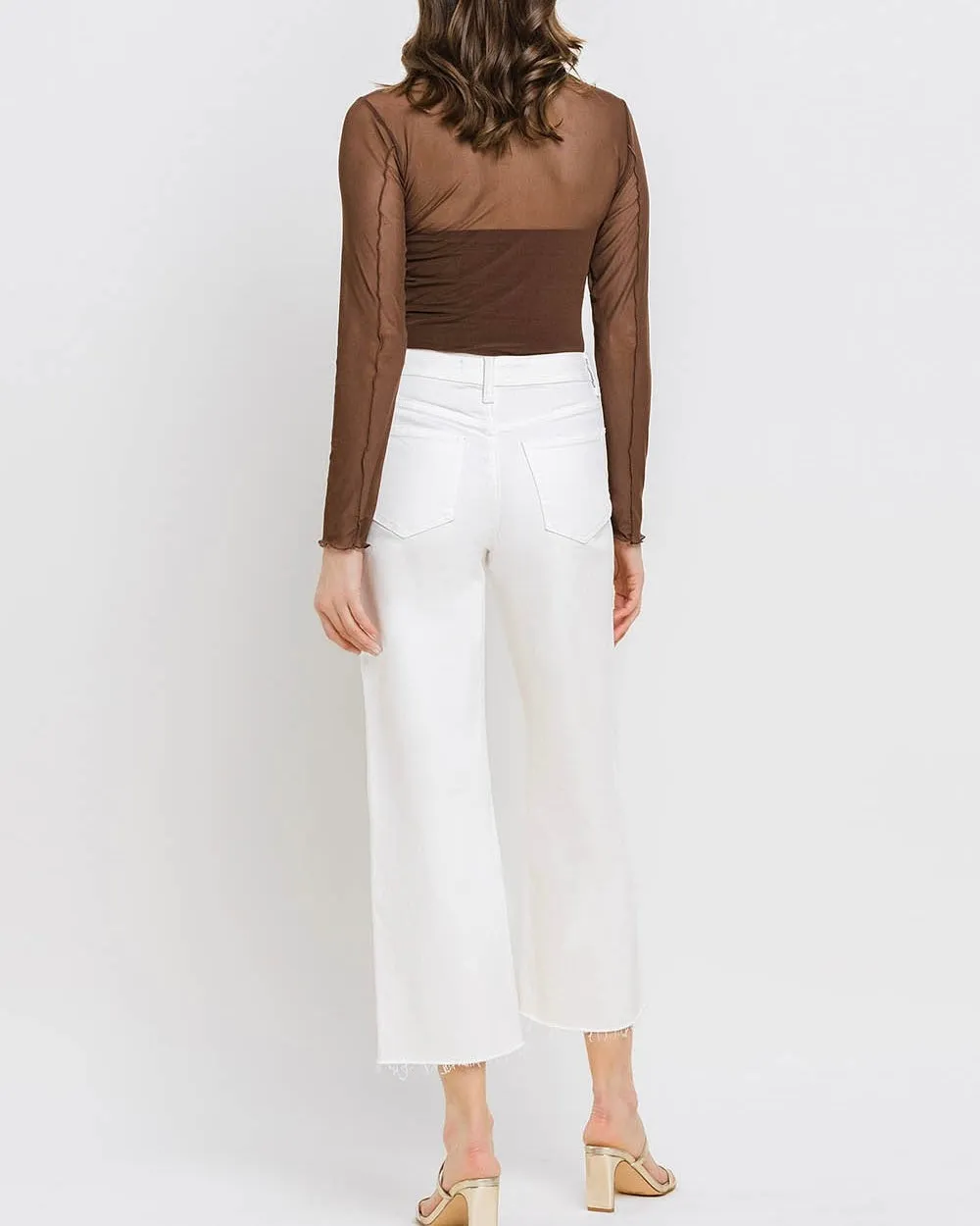High Rise Crop Wide Leg Denim in White