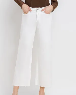 High Rise Crop Wide Leg Denim in White
