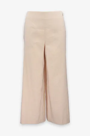 High Waist Crop Wide Leg Pant in Pale Peach