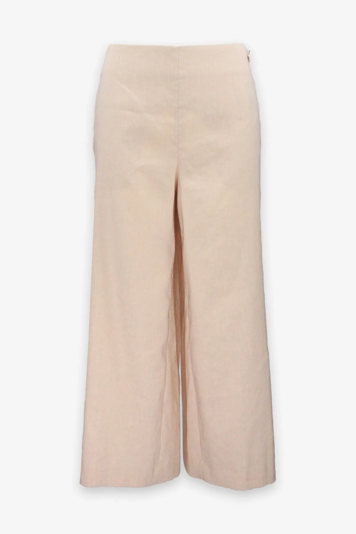 High Waist Crop Wide Leg Pant in Pale Peach