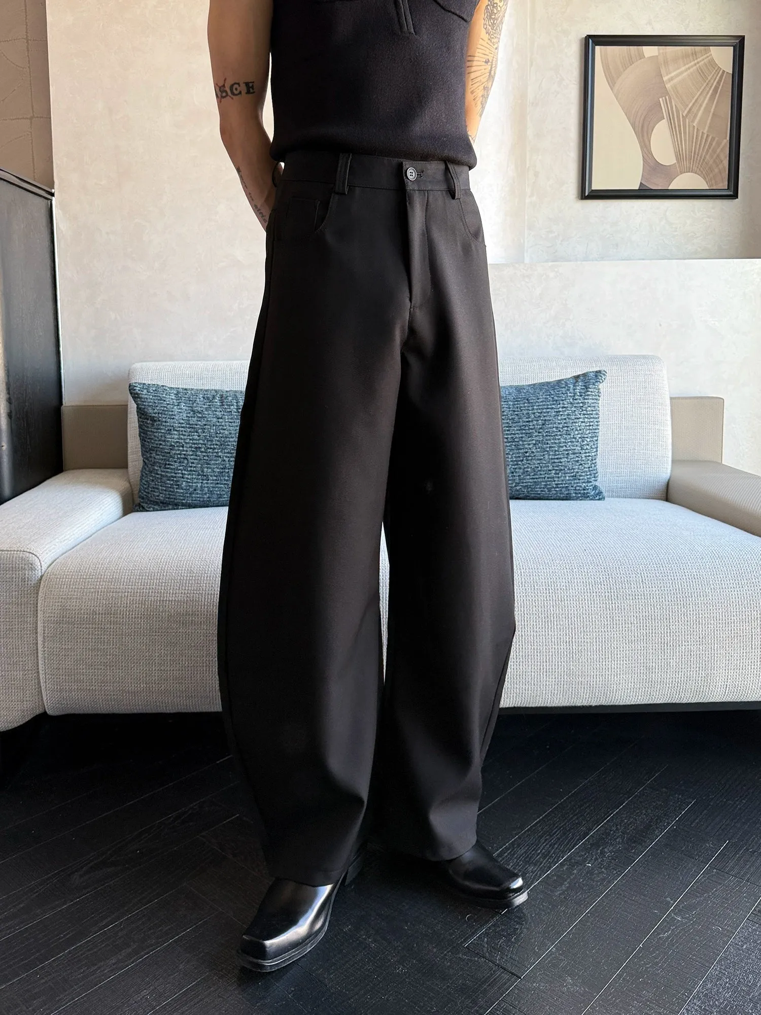 High-Waisted Wide-Leg Casual Pants