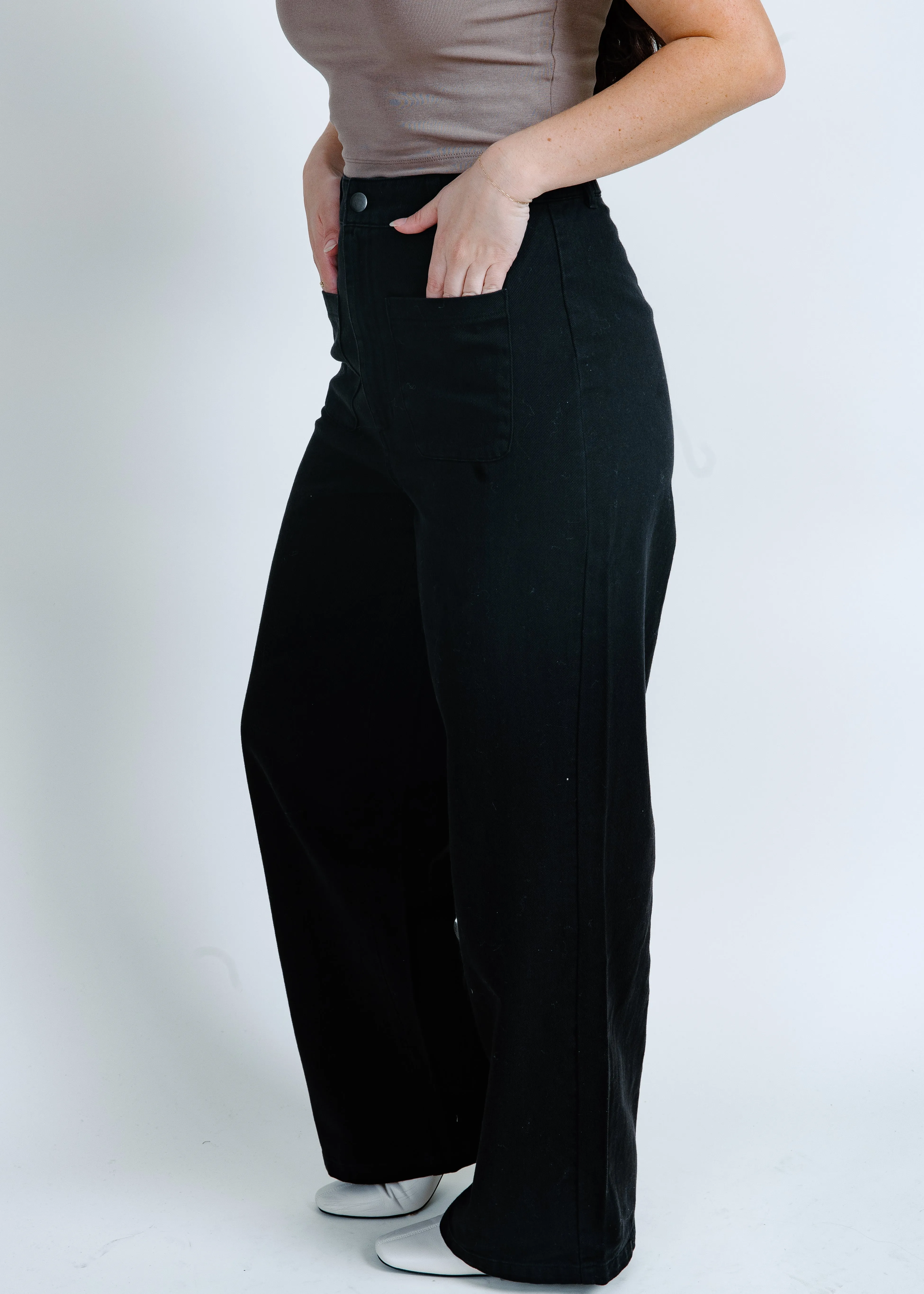 Hilton Wide-Leg Pants - Black