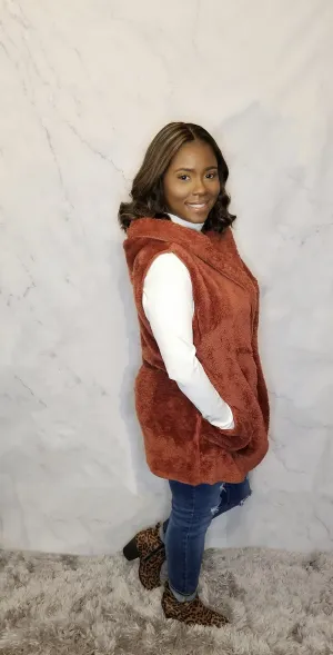 Hooded Faux Fur Vest