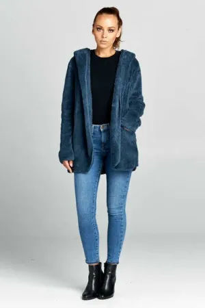 Hooded Fuzzy Fur Jacket