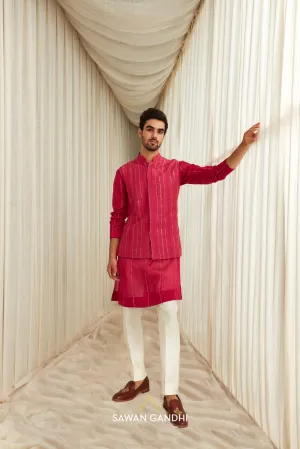 Hot pink Nehru set