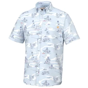 HUK Kona Button-Down Shirt - Fish Bones Ice Water