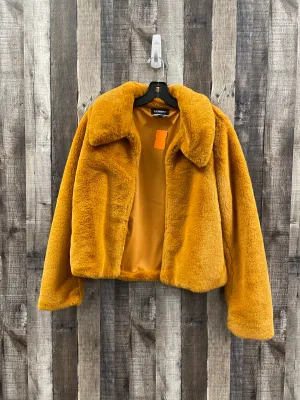Jacket Faux Fur & Sherpa By Express In Gold, Size: S