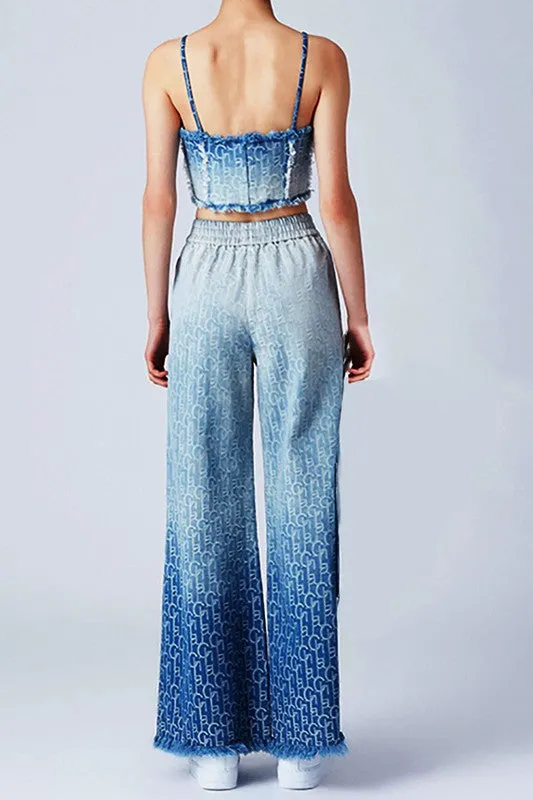 Jacquard Ombre Wide Leg Pants
