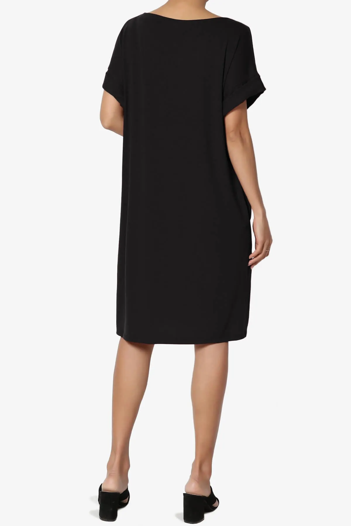 Janie Rolled Short Sleeve Round Neck Dress PLUS