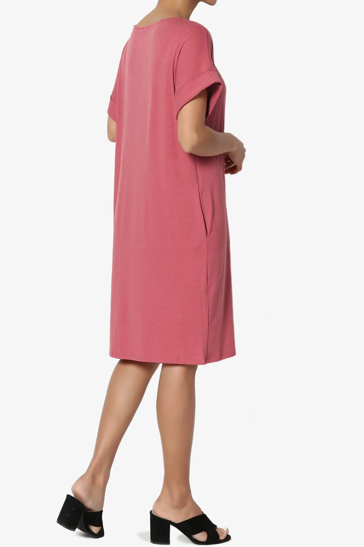 Janie Rolled Short Sleeve Round Neck Dress PLUS