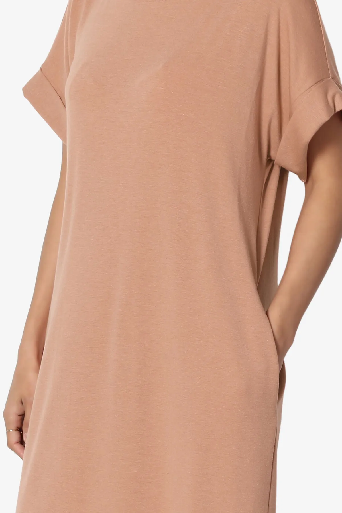 Janie Rolled Short Sleeve Round Neck Dress PLUS